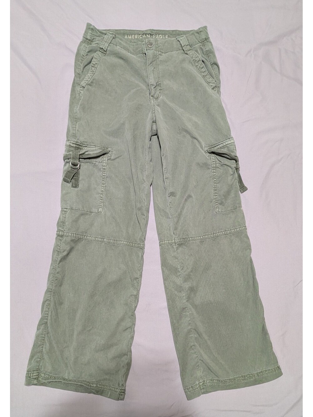 American Eagle Super High-Rise Baggy Wide Leg Cargo Pants Olive Green Size 0